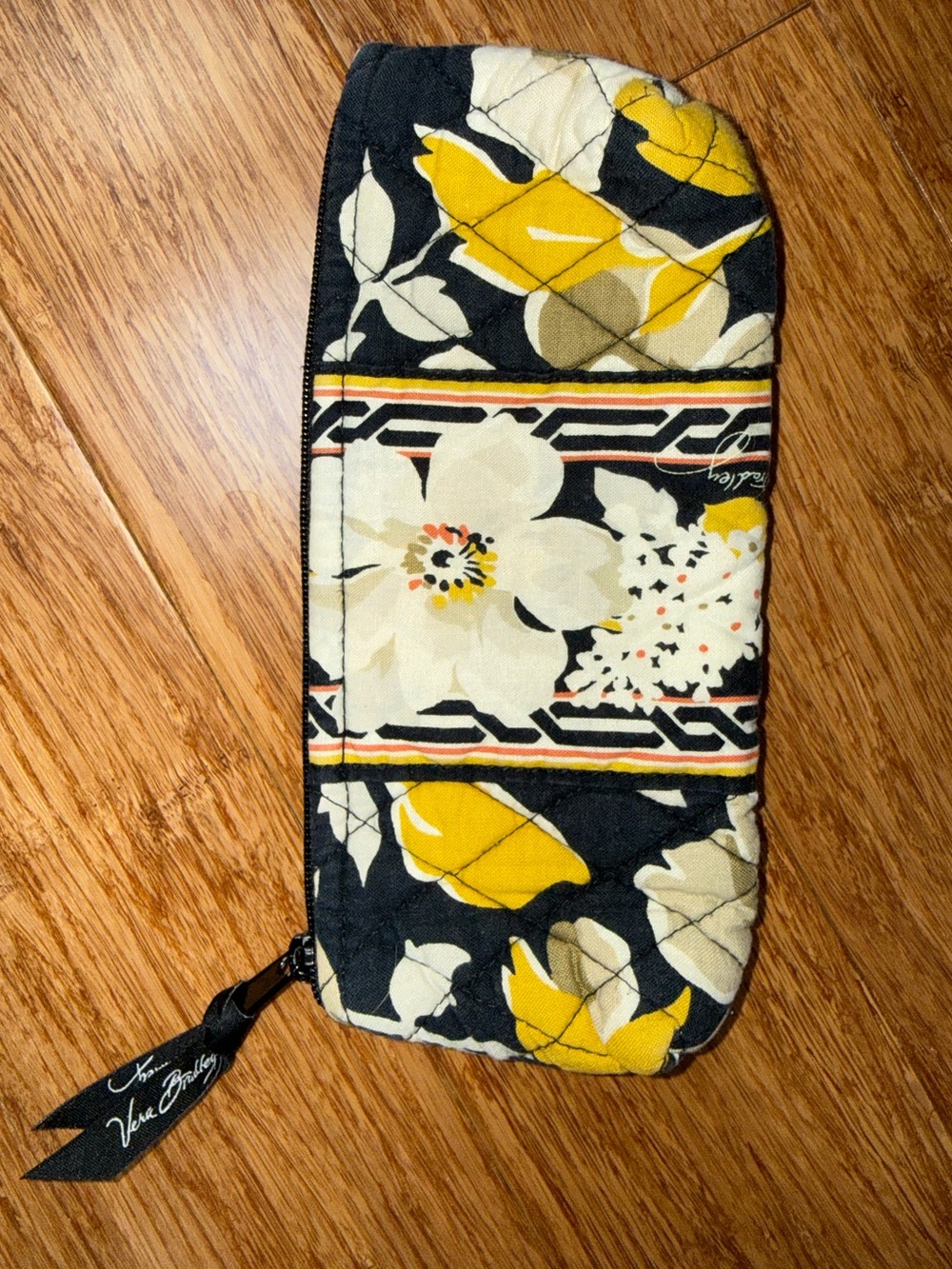 Vera Bradley Yellow Floral Quilted Pouch
